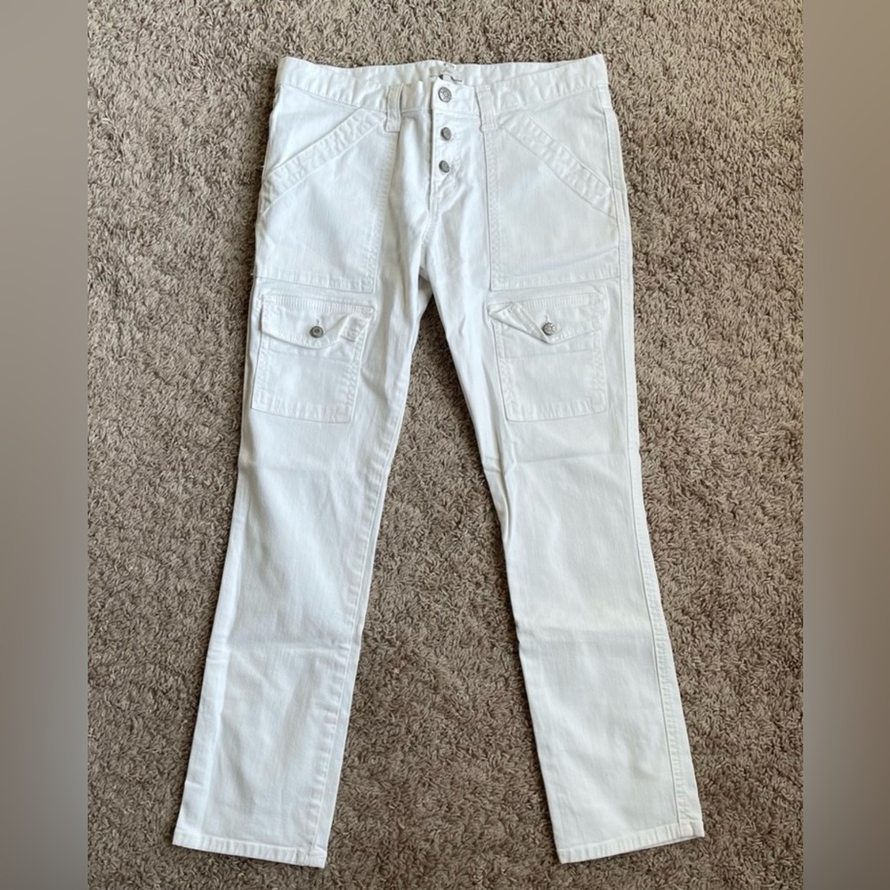 Joie White Skinny Pocket Jeans Mid Rise Cargo Crop. Fits more like a 27.
